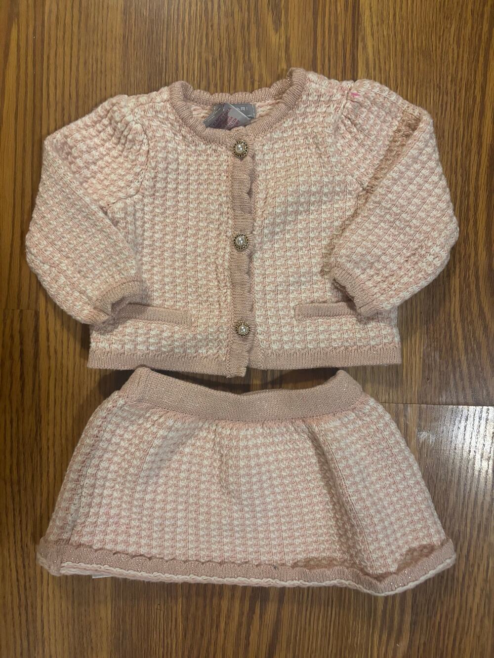 NWOT Tahari Baby/ Toddler Outfit/ Set Preppy Tweed Skirt and Cardigan